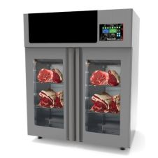 Omcan MATC060TF, 43-inch Maturmeat Glass Door Silver Meat Drying & Preserving Cabinet, 132 lbs of Meat