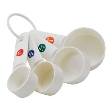 Winco MCPP-4, Set of White Plastic Measuring Cups with Capacity Marking, 0.25, 0.33, 0.5 and 1 Cup