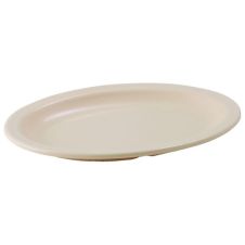 Winco MMPO-96, 9.75x6.75-Inch Oval Melamine Platters with Narrow Rim, Tan, 1 Dozen, NSF