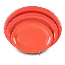 Yanco MS-209RD 9.5x7.25-Inch Milestone Melamine Oval Orange Red Platter, 24/CS