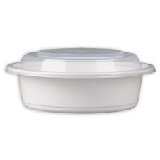 SafePro MC948W 48 Oz Round Microwavable Containers Combo, White Bottom, 150/CS