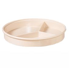 Thunder Group NS608-1T 8.25 Inch Western Nustone Tan Melamine Round Beige Deep 3 Compartment Server (without Lid), DZ