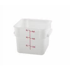Winco PESC-6, 6-Quart White Square Polyethylene Food Storage Container, NSF
