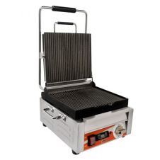 Omcan PG-CN-0515-RT, 10x11-inch Electric Single Panini Grill with Ribbed Grill Surface and Timer