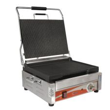 Omcan PG-CN-0679-R, 12x15-inch Electric Single Panini Grill with Ribbed Grill Surface