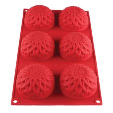 Thunder Group PLBM005S, 3.89-Ounce Sunflower High Heat Silicone Baking Mold, 6 Cavities 
