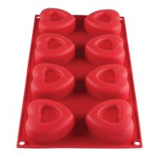Thunder Group PLBM008S, 2.4-Ounce Heart High Heat Silicone Baking Mold, 8 Cavities