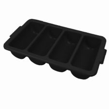 Thunder Group PLFCCB001B, Plastic 4 Compartment Cutlery Box, Black