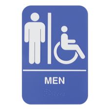 Thunder Group PLIS6958BL, 6x9x1-inch Acrylonitrile Styrene 'Men/Accessible' Information Sign with Braille, EA