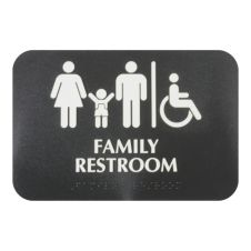 Thunder Group PLIS9601BK, 9x6x1-inch Acrylonitrile Styrene Information Sign 'Family Restroom/Accessible' with Braille, EA