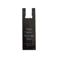 PLLBHD, 6x4x20-Inch 1-Bottle Black "Thank You" Plastic Liquor Bag, 1000/CS