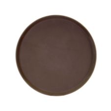 Thunder Group PLST1600BR, 16-Inch Polypropylene Rubber Lined Round Serving Tray, Brown