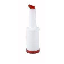 Winco PPB-2R, 2-Quart Liquor Juice Pour Bottle with Red Spout Lid