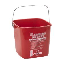 Winco PPL-3R, 3-Quart Cleaning Bucket, Red Sanitizing Solution