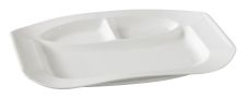 Yanco PS-2012 12x8.5-Inch Piscataway Porcelain Round White 3-Compartment Dish, DZ