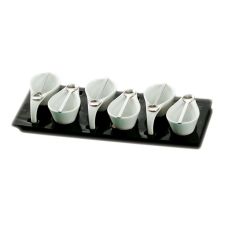 C.A.C. PTP-6-B, Six 2 Oz Porcelain Cups and 6 Spoons with 14.5-Inch Black Rectangular Tray, 8-Set/CS