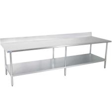 Prepline PWTG-3096-4BS, 30x96-inch Stainless Steel Worktable with Undershelf & 4-inch Backsplash