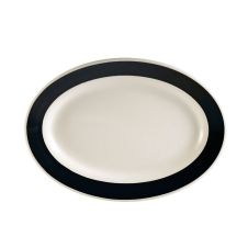 C.A.C. R-13-BLK, 11.5-Inch Stoneware Black Oval Platter with Rolled Edge, DZ