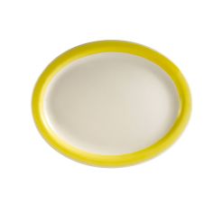 C.A.C. R-14NR-Y, 13.5-Inch Stoneware Yellow Oval Platter with Narrow Rim, DZ