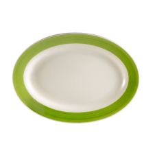 C.A.C. R-34-G, 9.37-Inch Stoneware Green Oval Platter with Rolled Edge, 2 DZ/CS