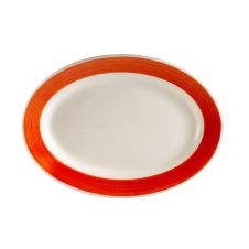 C.A.C. R-34-R, 9.37-Inch Stoneware Red Oval Platter with Rolled Edge, 2 DZ/CS