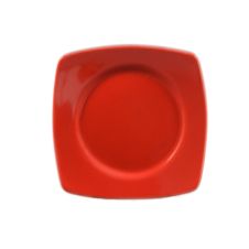 C.A.C. R-SQ6-R, 6.87-Inch Porcelain Red Round In Square Plate, 3 DZ/CS