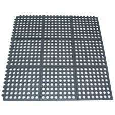 Winco RBMI-33K, 36x36x0.5-Inch Interlocking Grease-Resistant Anti-Fatigue Square Rubber Floor Mat, Black