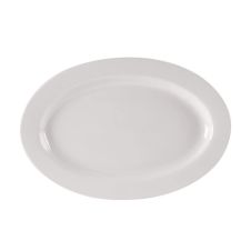 Yanco RE-19 13.5x9.5-Inch Recovery Porcelain Round American White Platter, DZ