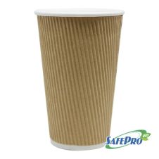 SafePro Eco SB42 16 Oz Double Wall Biodegradable Kraft Ripple Hot Cups, 500/CS