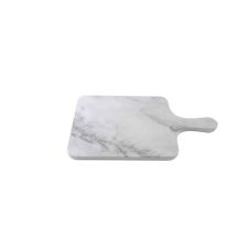 Thunder Group SB608W 8 1/2 x 7 Inch Western White Shadow Melamine Faux Marble Serving Board with Handle, EA