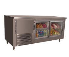 Universal Coolers SC-72-LB-GSD 72x32x36-Inch Undercounter Cooler, Glass Sliding Doors, Self-Contained Lowboy