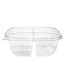 SafePro SC5-35, 35 Oz 4-Compartment Clear PET Square Containers, 140/CS. Lids Sold Separately.