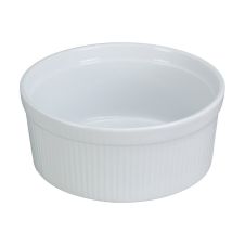 Yanco 64 Oz 8x2.75-Inch Porcelain White Fluted Souffle Bowl, DZ