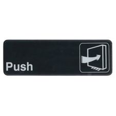 Winco SGN-301, 9x3-inch 'Push' Black Information Sign