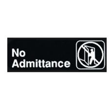 Winco SGN-331, 9x3-inch 'No Admittance' Black Information Sign
