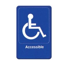Winco SGN-653B, 6x9-inch 'Accessible' Blue Information Sign