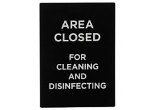 Winco SGN-807 11.5x8.5-inch "Area Closed for Cleaning and Disinfecting" Black Stanchion Frame Sign