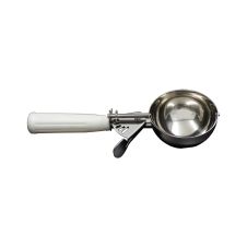 C.A.C. SICD-6WT, 5 Oz Stainless Steel White Handle Thumb Disher
