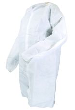 SafeGuard SLCW30M, Latex Free Lab Coat with Collar, Spunbound Propylene, White, Size Medium, Elastic wrist, 4 snaps, 10/CS