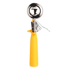Thunder Group SLDS220P, 1.6-Ounce Stainless Steel Ice-Cream Disher, Size 20, Coated Yellow Triangle Handle