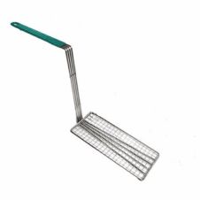 Thunder Group SLFBP010, 4 3/4 x 10 3/4-Inch Stainless Steel Fry Basket Press With Green Handle
