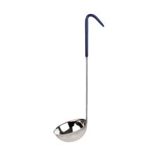 Thunder Group SLOL207, 8-Ounce One Piece Stainless Steel Ladle, Coated Hooked Handle, Blue
