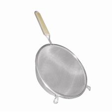 Thunder Group SLSTN3406, 6-Inch Double Medium Mesh Strainer with Wooden Handle, Nickel-Plated