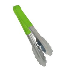 Winco UT-9HP-G, 9-Inch Heavy Duty Utility Tong with Green Plastic Handle