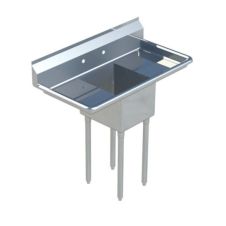 Sapphire SMS-2424D, 24x24-Inch 1-Compartment Stainless Steel Sink with Right and Left Drainboard