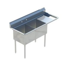 Sapphire SMS-2-2020R, 20x20-Inch 2-Compartment Stainless Steel Sink with Right Drainboard