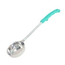 C.A.C. SPCT-4GN, 4 Oz Stainless Steel Solid Portion Spoon with Green Handle