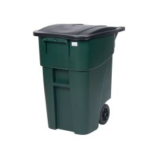 Plex P575-00996, 50 Gal Green Rollout/Wheeled Trash Can/Container