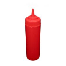 C.A.C. SQBT-W-12R, 12 Oz Plastic Red Wide-Mouth Squeeze Bottle, 6/PK