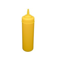 C.A.C. SQBT-W-12Y, 12 Oz Plastic Yellow Wide-Mouth Squeeze Bottle, 6/PK